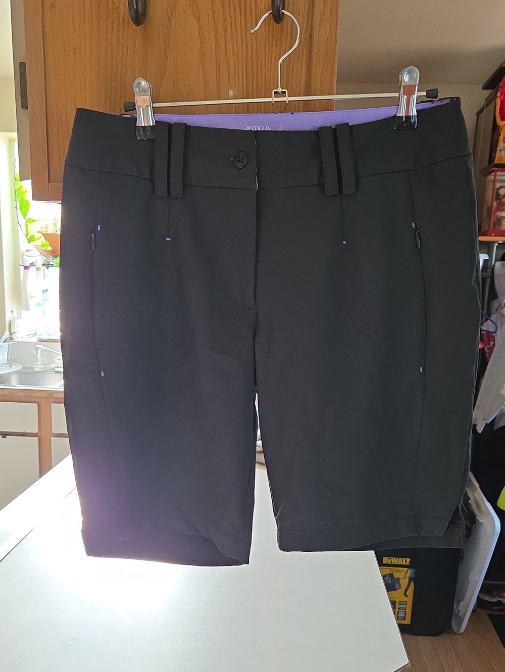 Antigua Women's Bermuda Golf Athletic Black Shorts With Pockets Size 4